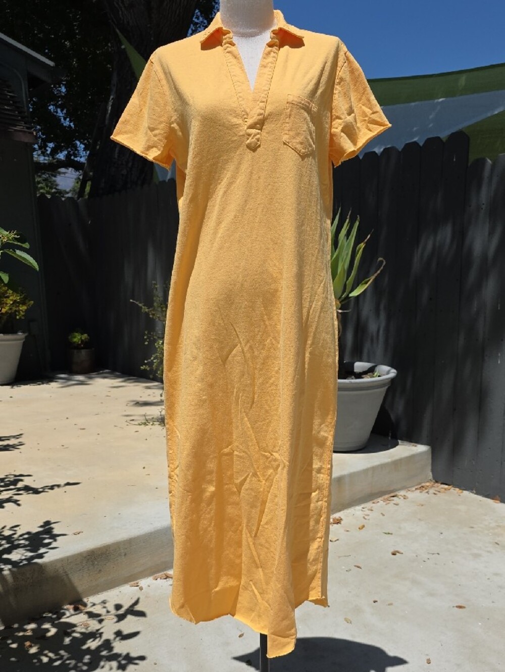 NEW $218 FRANK & EILEEN DYLAN POLO JERSEY MAXI DRESS IN YELLOW SIZE S